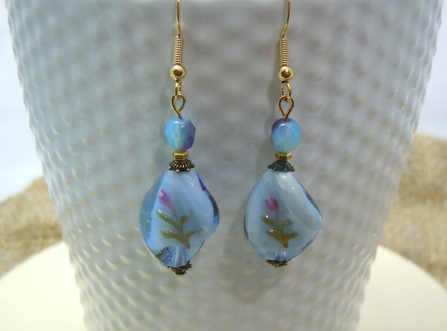 Artisan Lampwork glass & Czech glass bead earrings