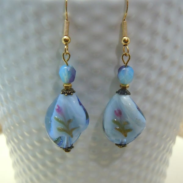 Artisan Lampwork glass & Czech glass bead earrings