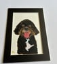 Original painting of a poodle type dog 5x7" 