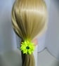 Neon Yellow Satin Flower Hair Bobbles – Handmade Ribbon Hair Ties for Girls - Image 8