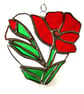 Poppy Heart Suncatcher Stained Glass Flower  - Image 1