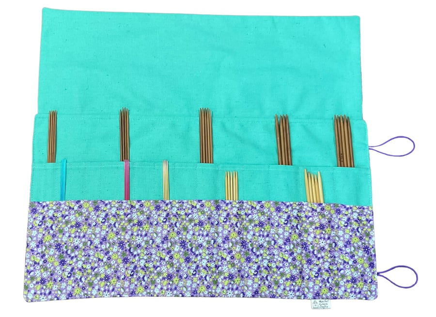Liberty fabric Floral Double pointed case, DPN knitting needle case, crochet hoo