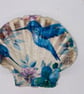Scallop shell jewellery tray - vintage inspired hummingbird design
