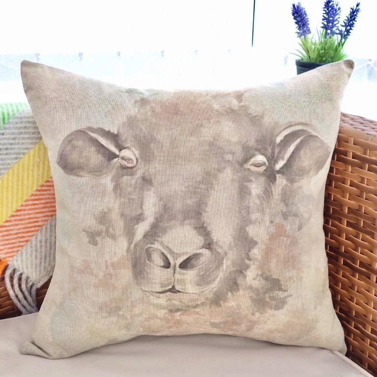 Cushion with Pad: Sheep Throw Pillow 17" (43cm) 