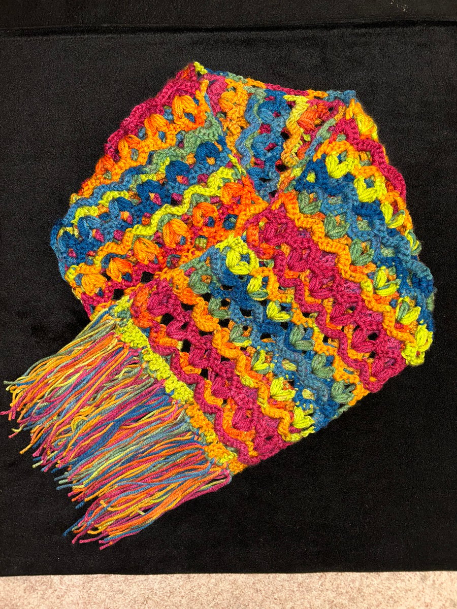 Hand Crocheted Chunky Colourful Scarf