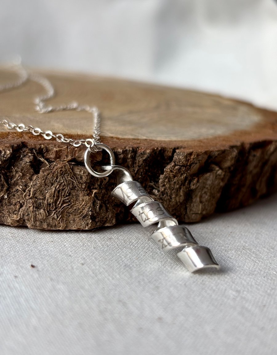 Hidden message necklace, Personalised sterling silver necklace 