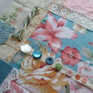 Large Slow Stitching kit - Early summer florals - pink and blue vintage textiles