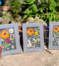 3x Pressed Flower Collages 7.5" x 5.5" frames 