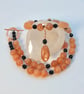 Sunstone & Onyx Gemstone Beaded Necklace, Birthday, Anniversary, Gifts For Her