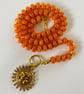 Amber coloured Chalconey orange beaded necklace 