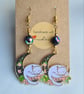 Cat Moon Earrings  - Dark Faceted AB Beads - Image 6