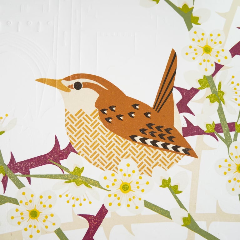 Wren Lino Cut Limited Edition And Hand Embossed Print