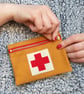 Pocket-size First Aid Purse with Appliquéd Red Cross. Upcycled fabrics. - Image 3