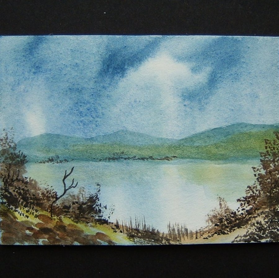 painting art original landscape aceo lake view ref 84