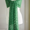 Wrap or stole, crocheted in a generous size with a fresh green mohair and wool