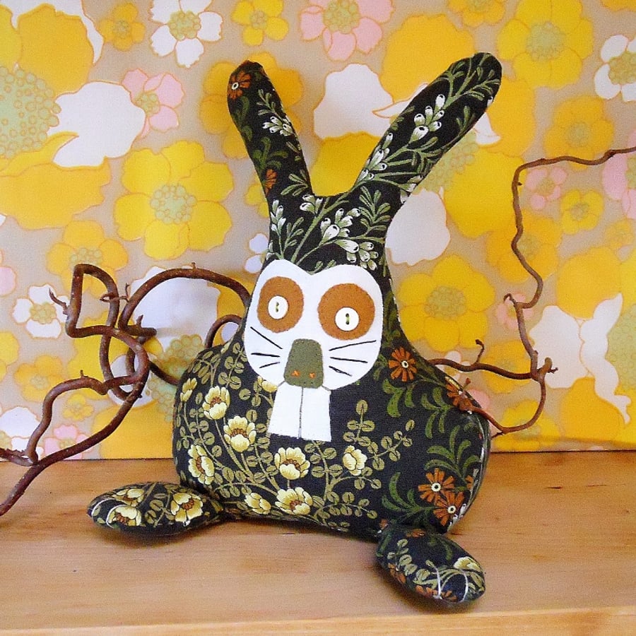 SALE Vintage fabric Retro Rabbit