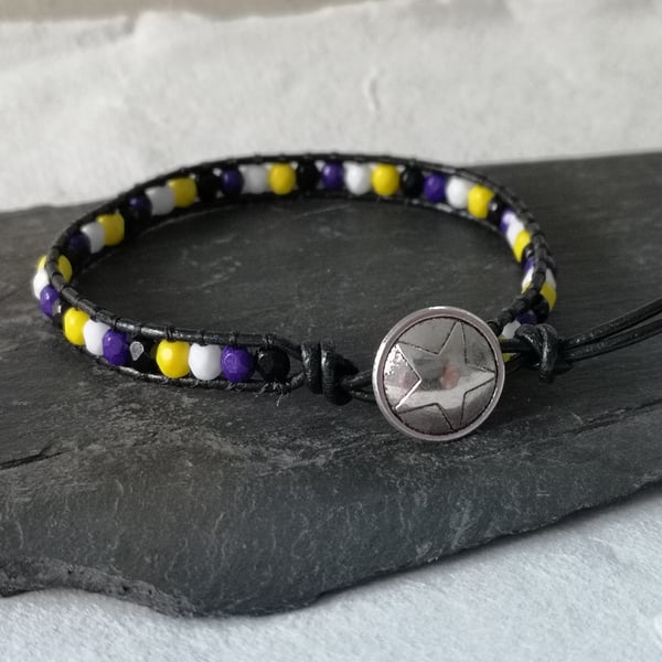 Non-binary leather bracelet, LGBTQ 