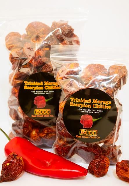 Trinidad Moruga Scorpion Dried Chillies - Very Hot - 50g Packs - Whole Chillies 