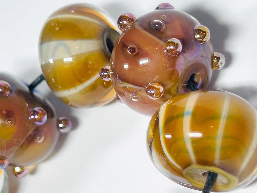 Handmade brown lamp work glass beads