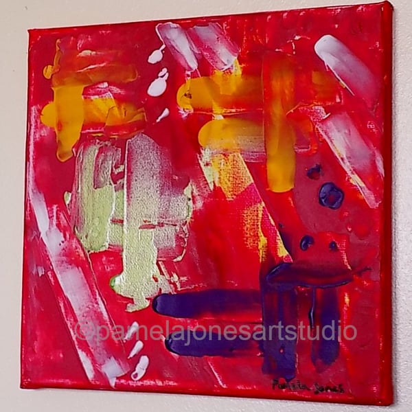 Abstract Acrylic Painting, in 20 x 20 cm Stretched Canvas, No Title