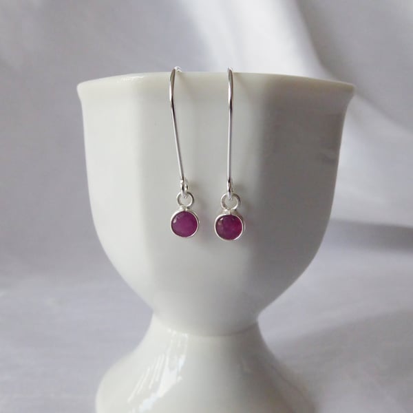 Precious Gemstone Earrings with Sterling Silver and Faceted Rubies