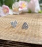 Silver Tree Bark Heart Stud Earrings - Image 4