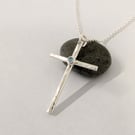 Recycled Sterling Silver Cross Topaz pendant: Silver