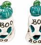 Handmade Ceramic Halloween Ghost with Teal Pumpkin Hat – BOO Ghost Ornament