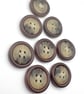 8 Leather Look Buttons, 28mm, Tortoiseshell Centre, LARP, Steampunk, Plastic!