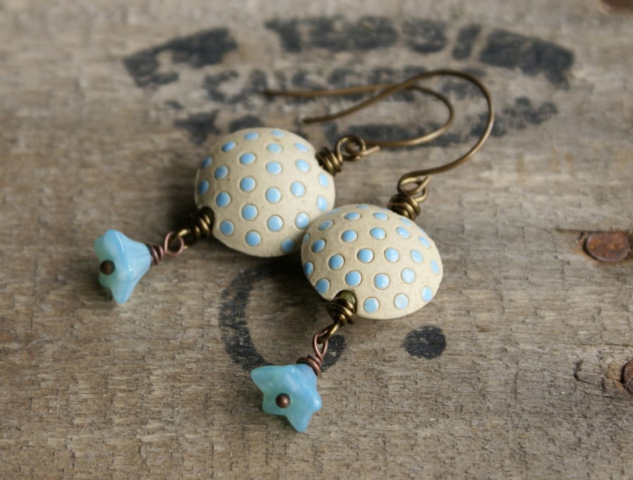 Polka Dot Ceramic Earrings