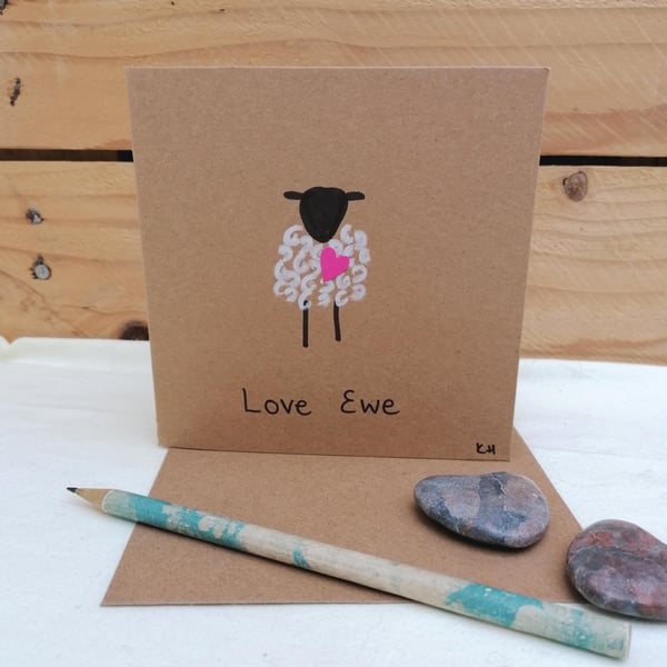  Valentine card, Wedding Anniversary Card, Love Ewe