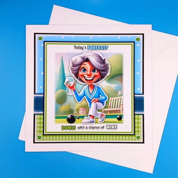 Funny Bowling Birthay Card, 8x8inches, 20x20cms, 