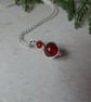 Sterling silver and carnelian pendant, July birthstone necklace in silver - Image 4