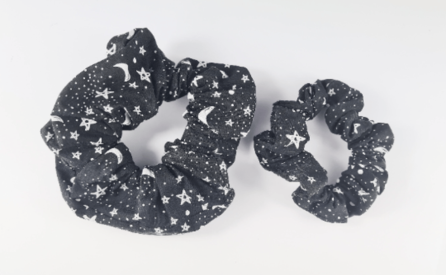 Stars Halloween Scrunchie, 90s XL Large Fluffy, Thin Mini Hair Accessory