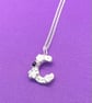 Chunky silver letter C charm with amethyst  - Image 4