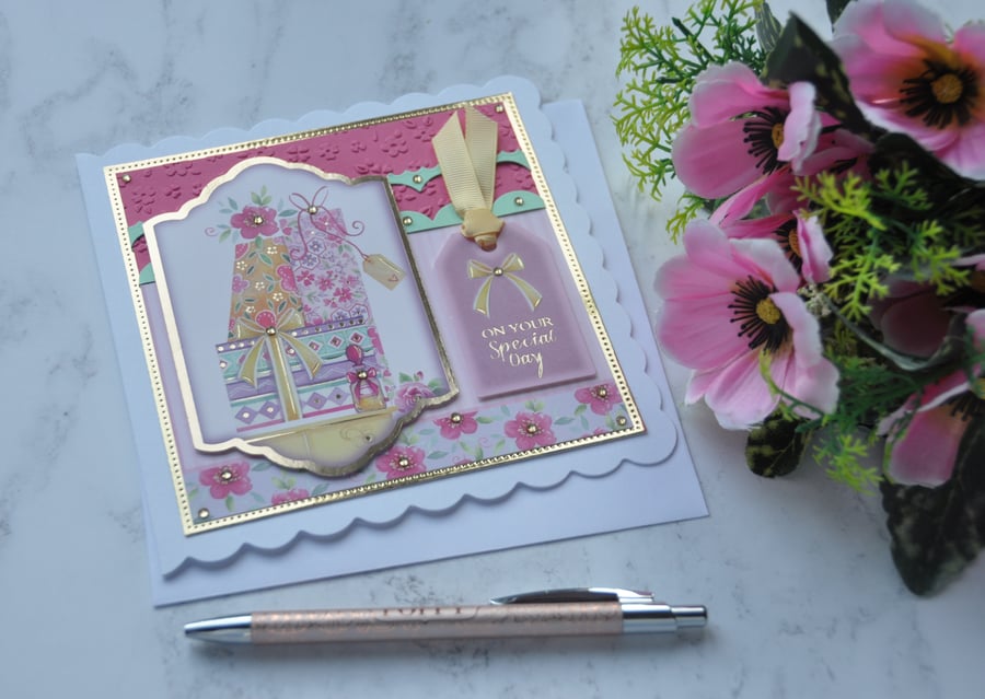 On Your Special Day Birthday Card Gifts Perfume Flowers 3D Luxury Handmade Card