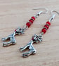 Rudolph earrings with red jade beads - Image 2