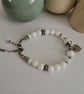White quartz & silver beaded bracelet heart charm - Image 9