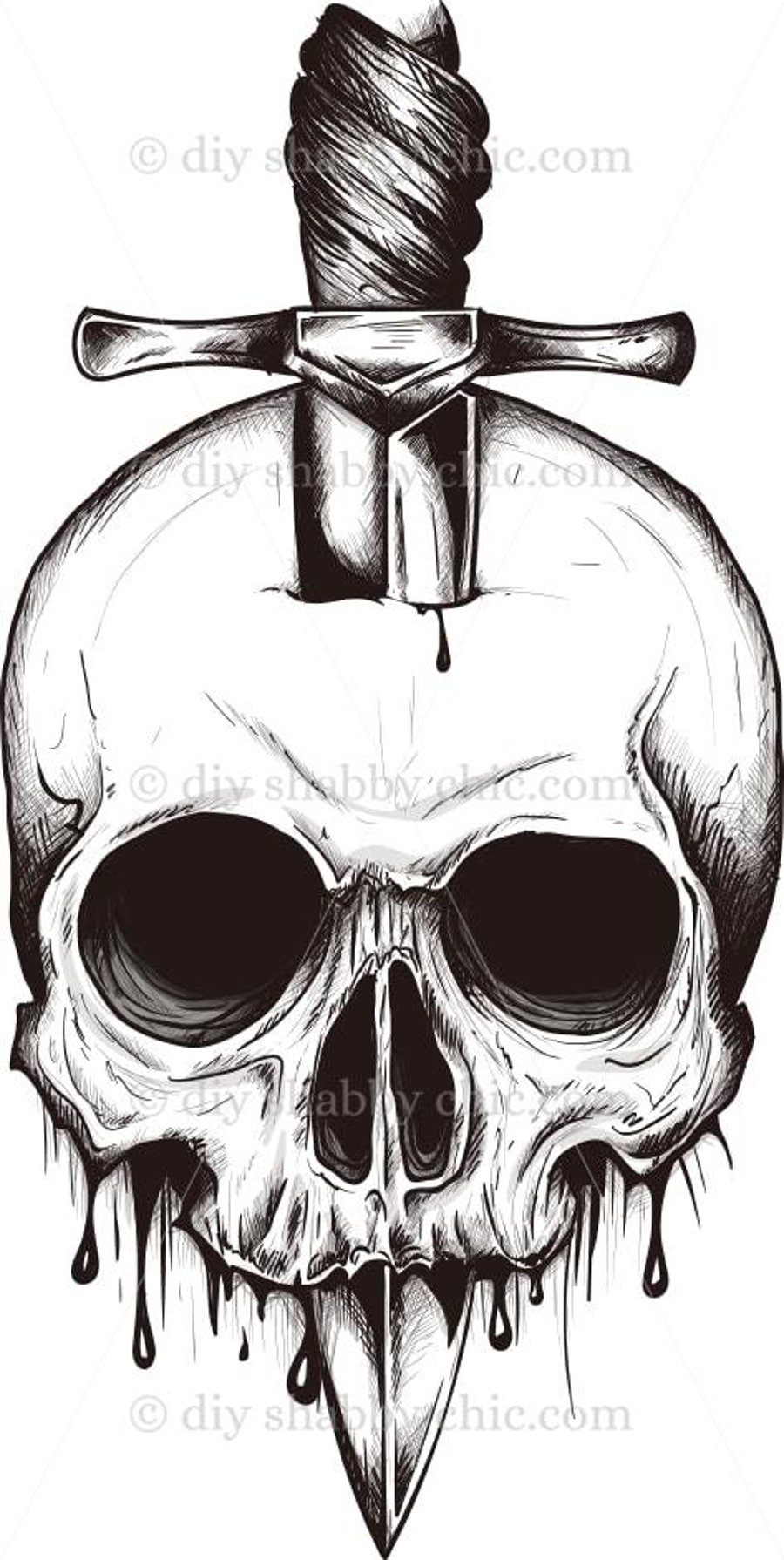 Waterslide Wood Furniture Vintage Image Transfer DIY Shabby Chic Art Skull Sword