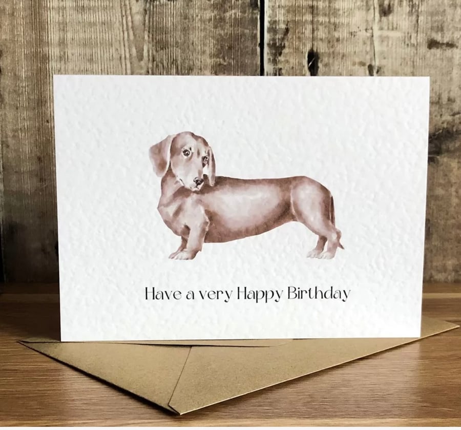 Dachshund dog Birthday card blank inside