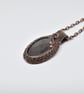 Wire Woven Silver Sheen Obsidian and Copper Gothic Pendant - Image 4