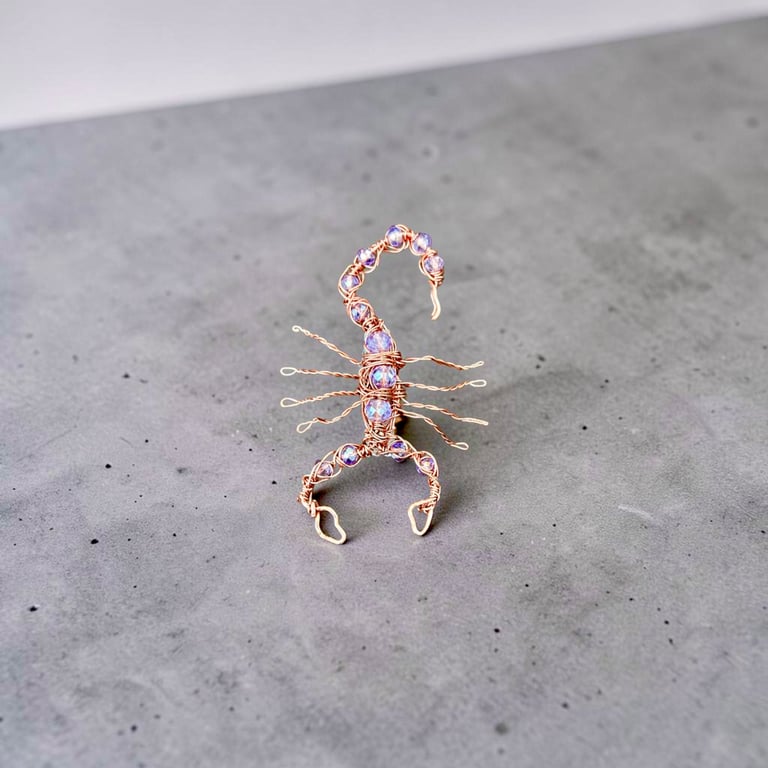 Scorpion Brooch - Copper & Lilac Crystals 