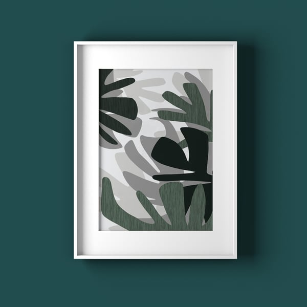 Abstract Monstera leaf print, plant wall art for lounge, tropical houseplant 