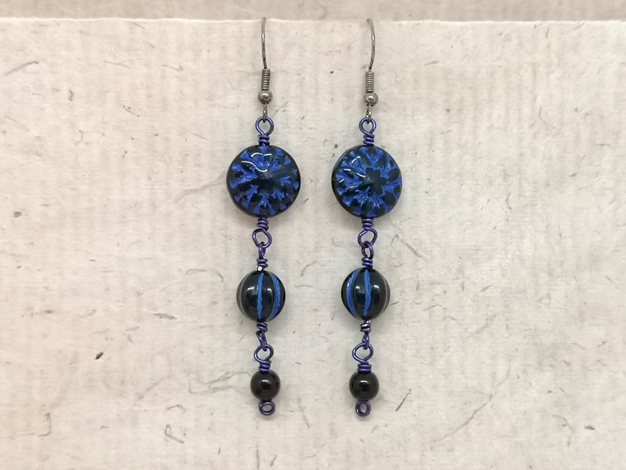 Royal blue sales and black earrings