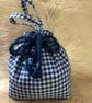 Blue and White Gingham Drawstring Bag - Image 2