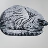 Sleeping Cat Limited Edition Collagraph Print