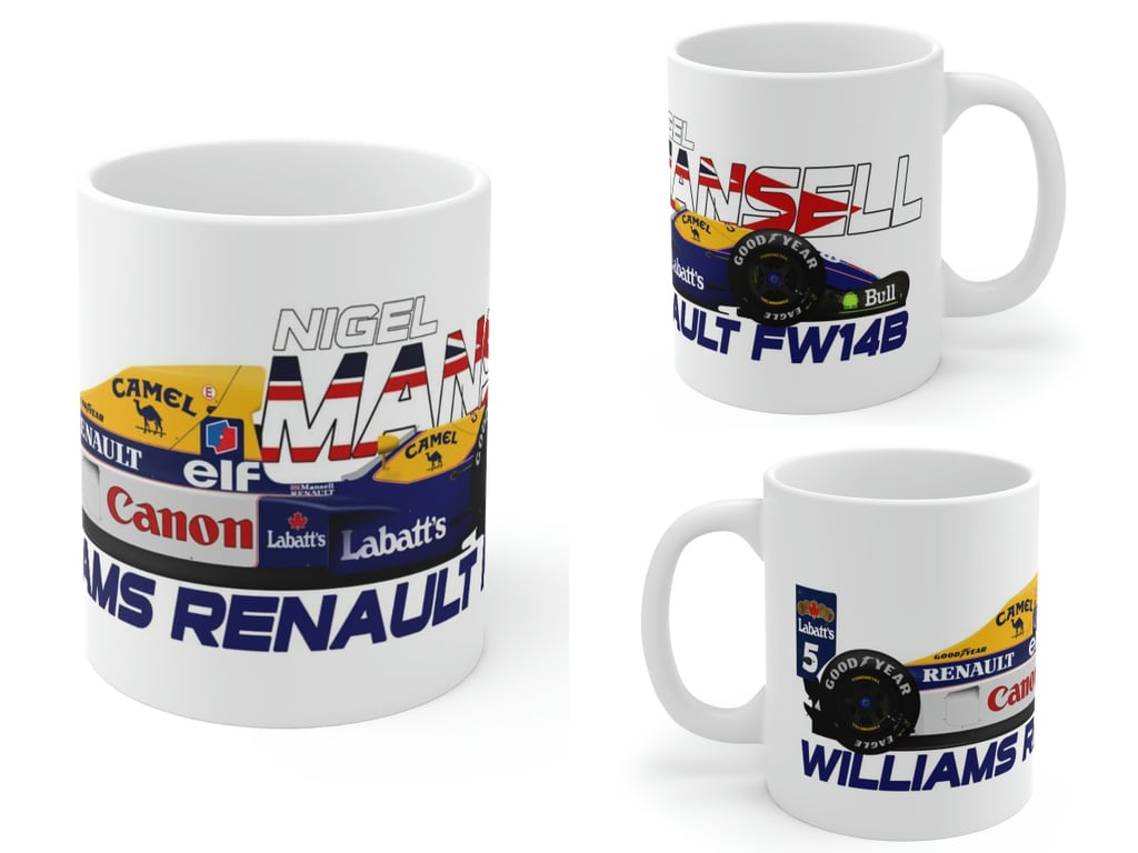 Nigel Mansell 1992 Williams FW14B F1 11oz Mug