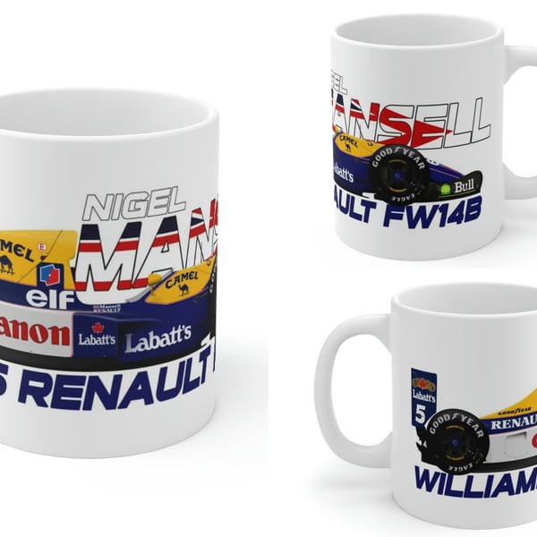 Nigel Mansell 1992 Williams FW14B F1 11oz Mug