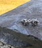  Recycled  Silver Pebble Stud Earrings - Image 3