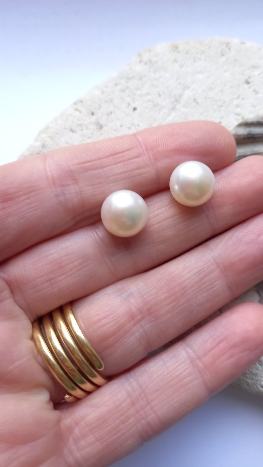 10-11mm Ivory White Freshwater Pearl Earrings with Sterling Silver